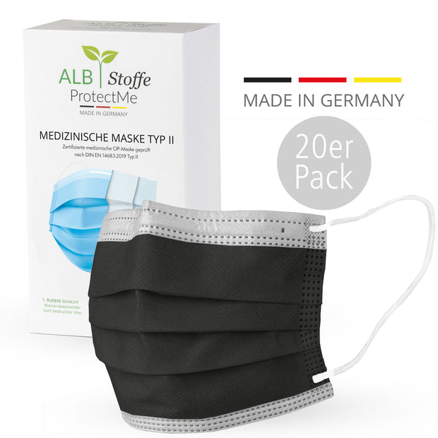 Medizinische OP Maske -82 BLACK Edition - 20er Pack